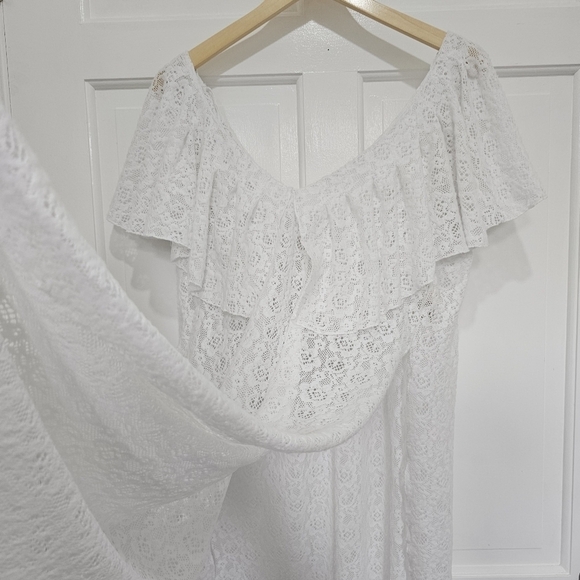 Free People Waterfall Maxi Lace Top Dress Swim Coverup White Size M - Picture 10 of 16